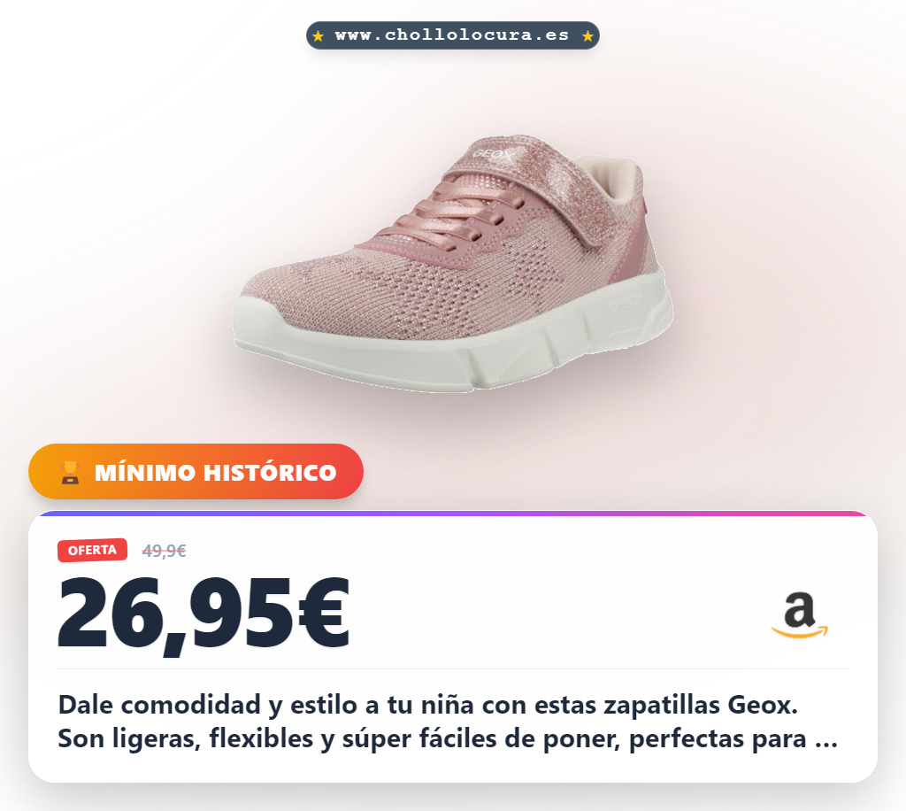 Aprovecha estas zapatillas Geox para niña. Ligeras, flexibles y con ajuste cómodo. El estilo perfecto para el día a día