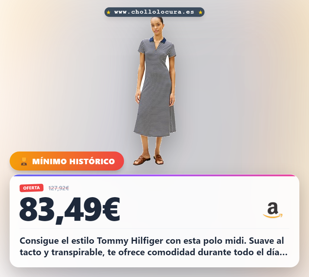 Aprovecha la Polo Midi de piqué Lyocell Tommy Hilfiger azul para mujer al mejor precio en oferta