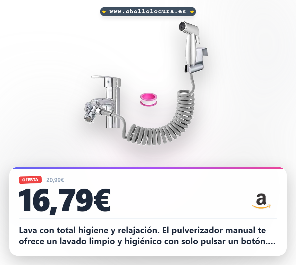 Lava con total higiene y relajación. El pulverizador manual te ofrece un lavado limpio y higiénico con solo pulsar un botón. Su manguera extensible ahorra espacio y es súper fácil de instalar en 10 minutos. ¡Mejora tu limpieza sin complicaciones!