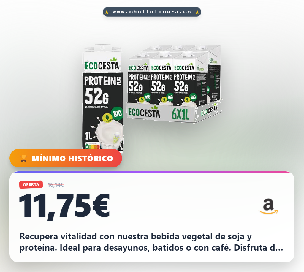 Aprovecha la bebida vegetal de soja con 52g de proteína vegana para tus batidos y café al mejor precio