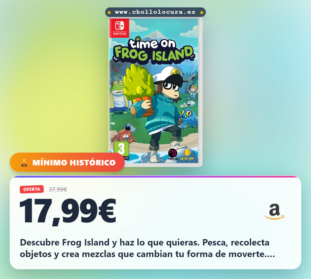 Aprovecha Frog Island para Nintendo Switch: pesca, recolecta y resuelve rompecabezas fascinantes al mejor precio