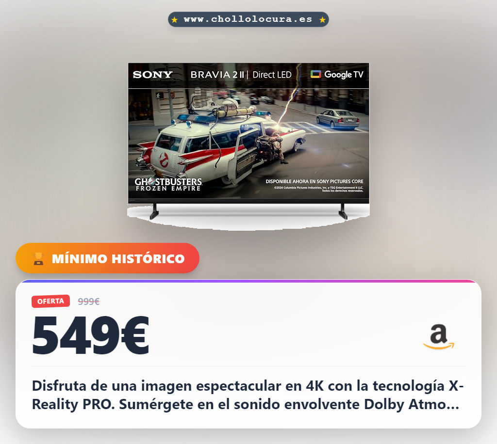 Disfruta de una imagen espectacular en 4K con la tecnología X-Reality PRO. Sumérgete en el sonido envolvente Dolby Atmos y DTS:X para una experiencia inmersiva. Accede a miles de contenidos con Google TV y disfruta de juegos con PS5. Calidad y entretenimiento al mejor precio.