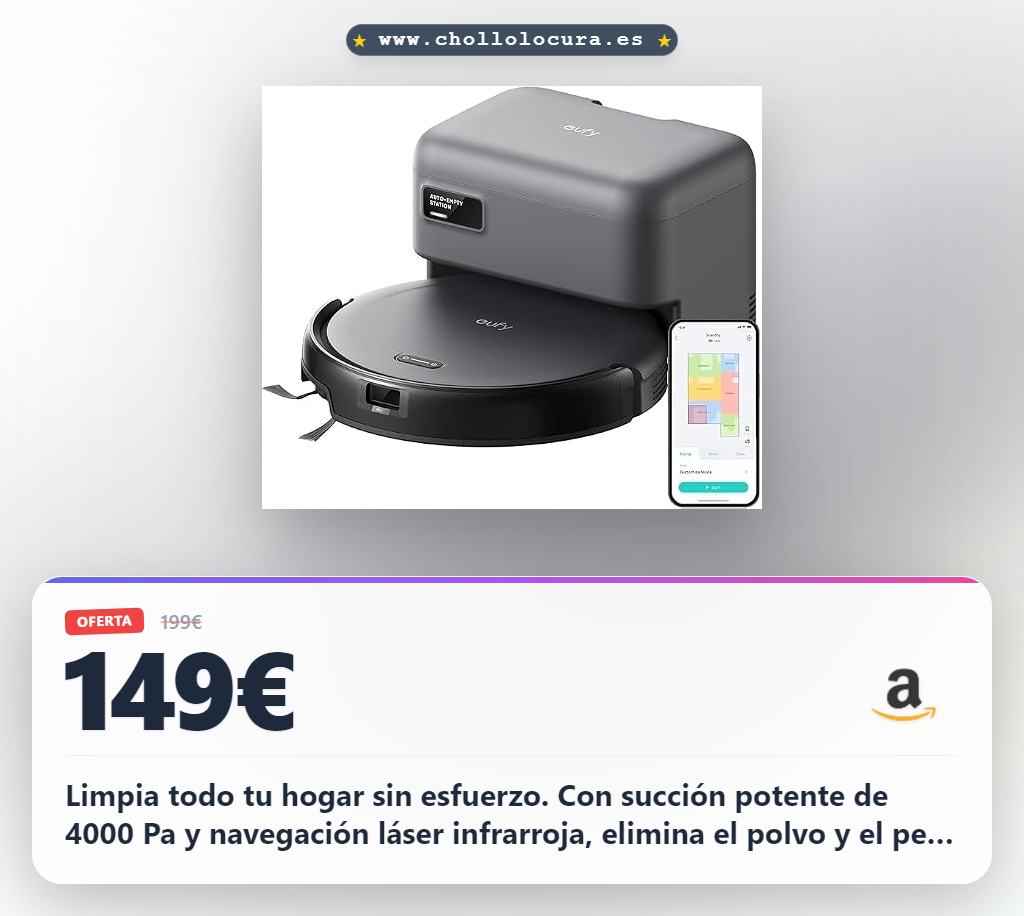 Aprovecha el robot aspirador Eufy C10 con estación de succión automática y navegación láser al mejor precio