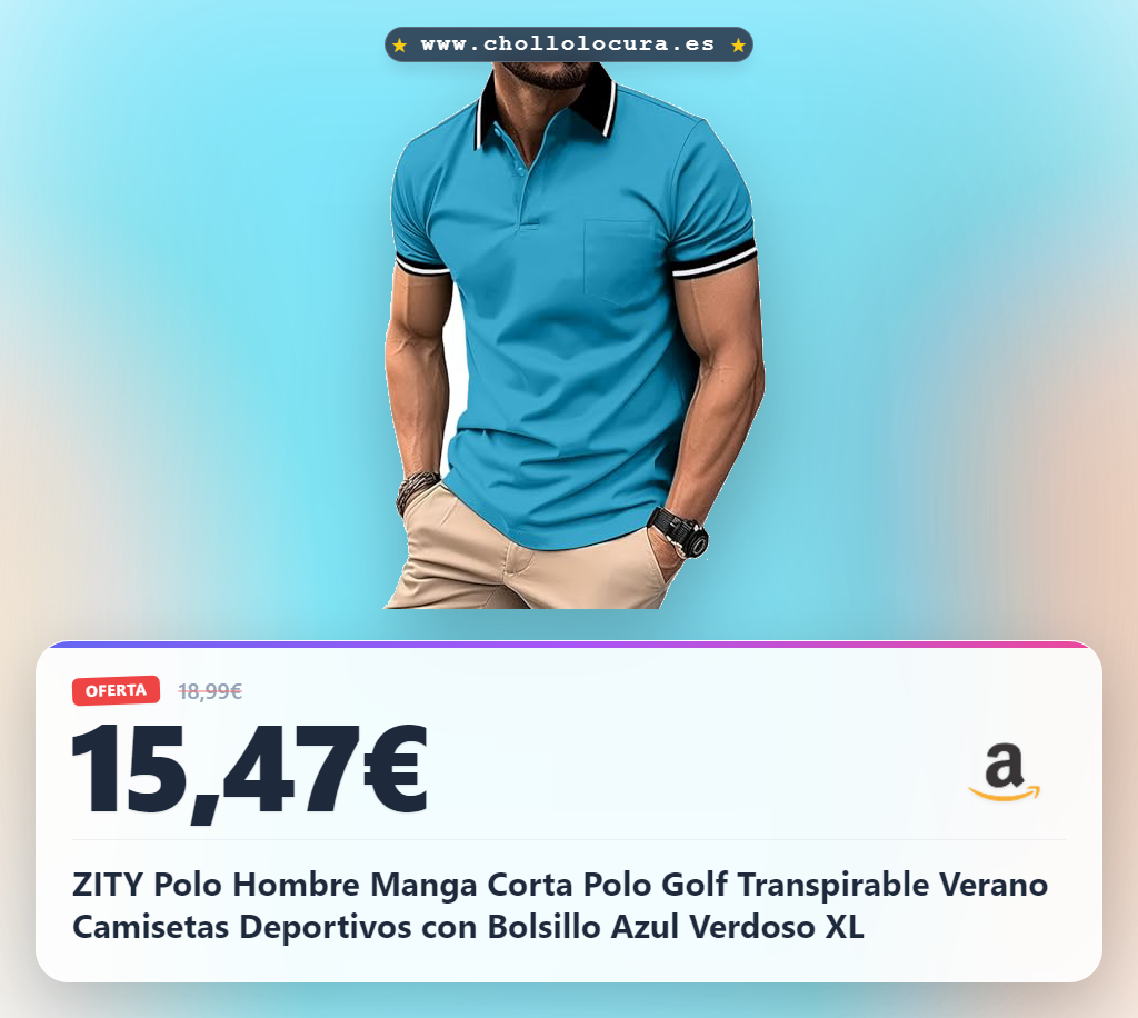 ZITY Polo Hombre Manga Corta Polo Golf Transpirable Verano Camisetas Deportivos con Bolsillo Azul Verdoso XL