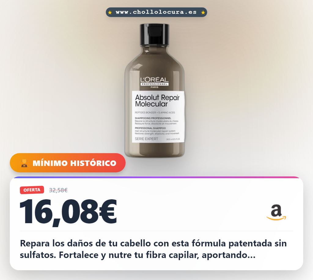 Aprovecha el champú L'Oréal Professionnel Absolut Repair Molecular sin sulfatos para reparar y nutrir tu cabello dañado