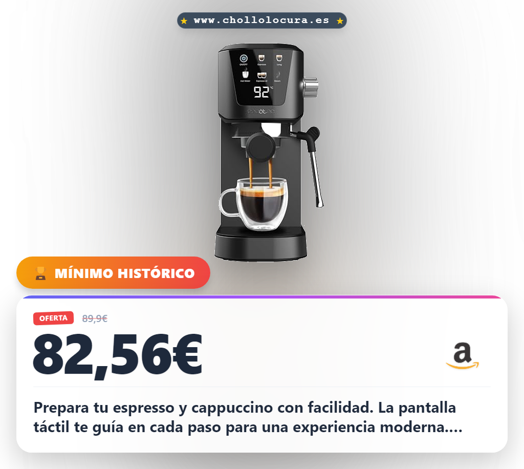 Aprovecha la cafetera Express Power Espresso 20 Touch con vaporizador y pantalla táctil al mejor precio