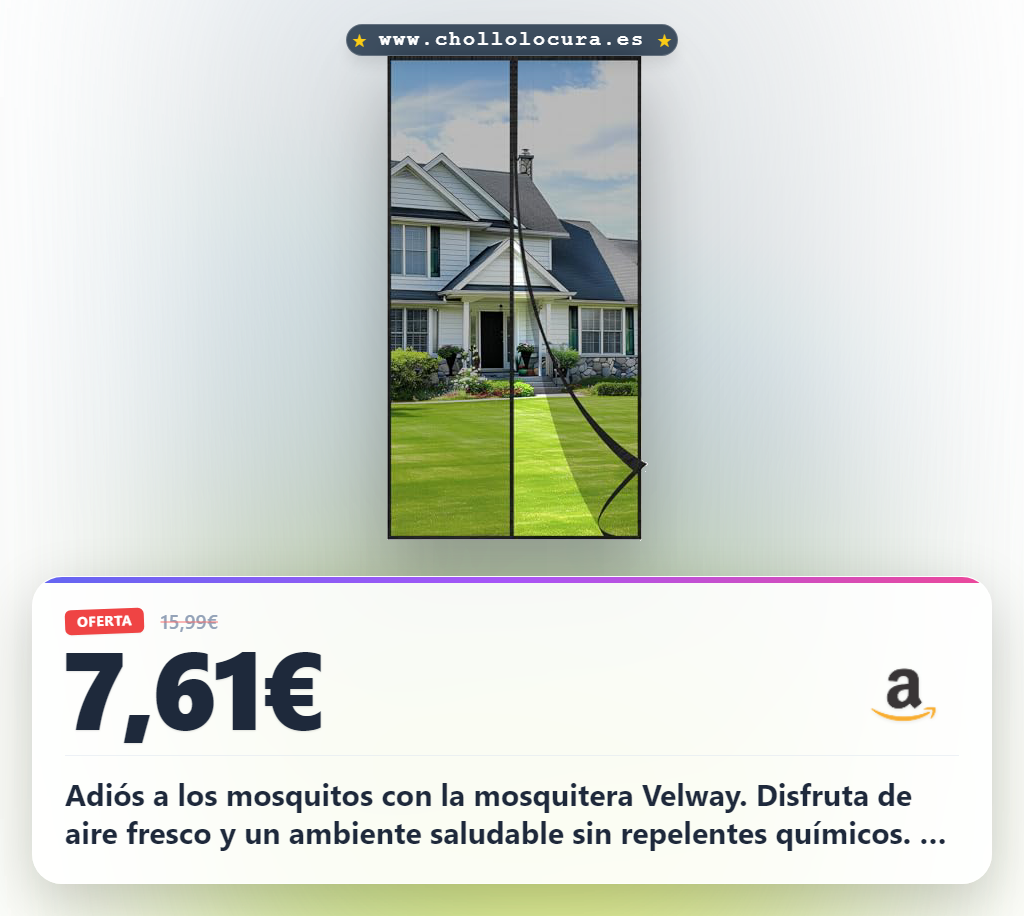 Aprovecha la mosquitera puerta magnética Velway 90x210cm. Cierre magnético automático y anti-insectos al mejor precio.
