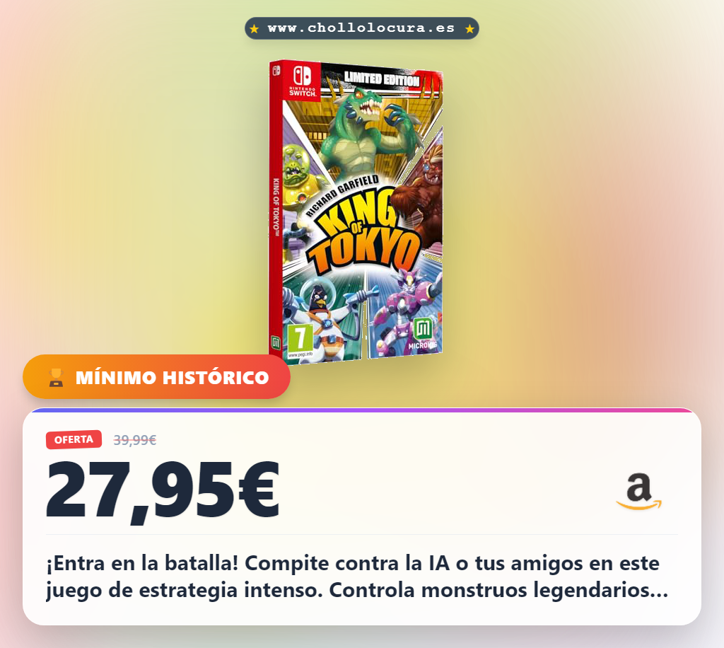Aprovecha el King of Tokyo Limited Edition para Nintendo Switch. Disfruta de monstruos legendarios y cartas de poder.