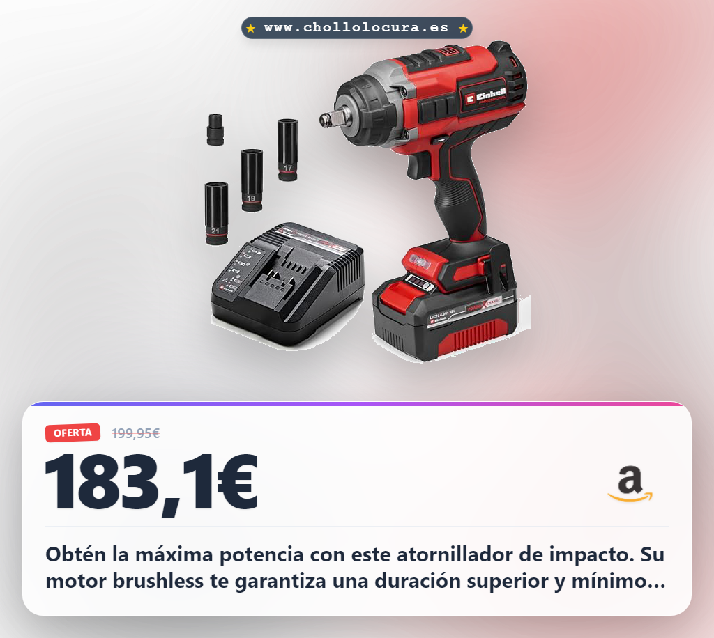 Aprovecha la llave de impacto Einhell Professional IMPAXXO 18/450 BL con motor Brushless y Power X-Change a precio de chollo