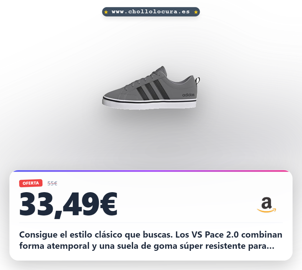 Consigue los zapatos adidas Hombre VS Pace 2.0. Diseño clásico y suela de goma resistente. Aprovecha este chollo al mejor precio.