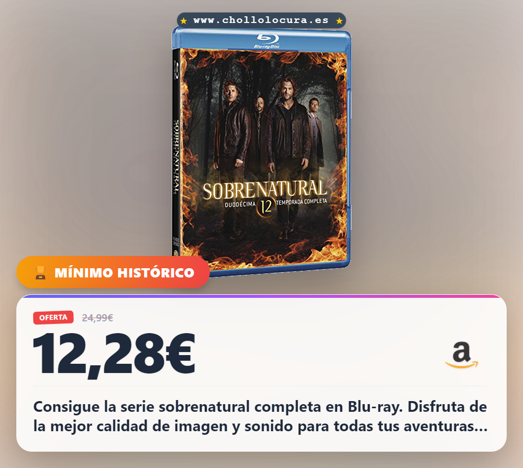 Aprovecha Sobrenatural Temporada 12 Blu-Ray al mejor precio de oferta histórica