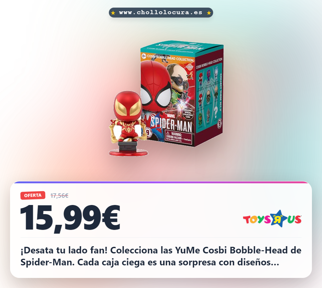 Logra coleccionar las YuMe Spider-Man Cosbi Bobble-Head de Marvel: 8 diseños en caja ciega a precio de chollo