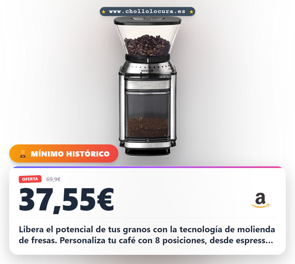 Consigue el molinillo de café Cuisinart de acero inoxidable para 4-18 tazas y 8 posiciones de molido al mejor precio