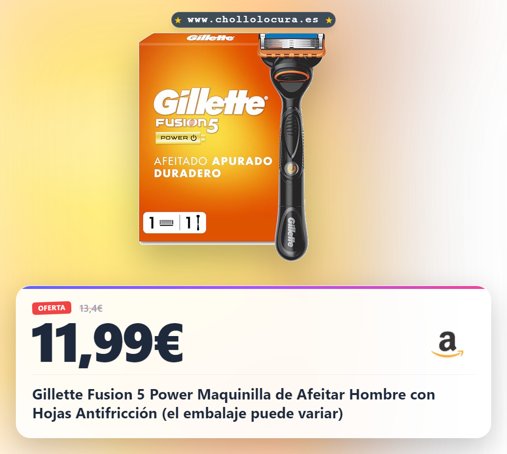 Gillette Fusion 5 Power Maquinilla de Afeitar Hombre con Hojas Antifricción (el embalaje puede variar)