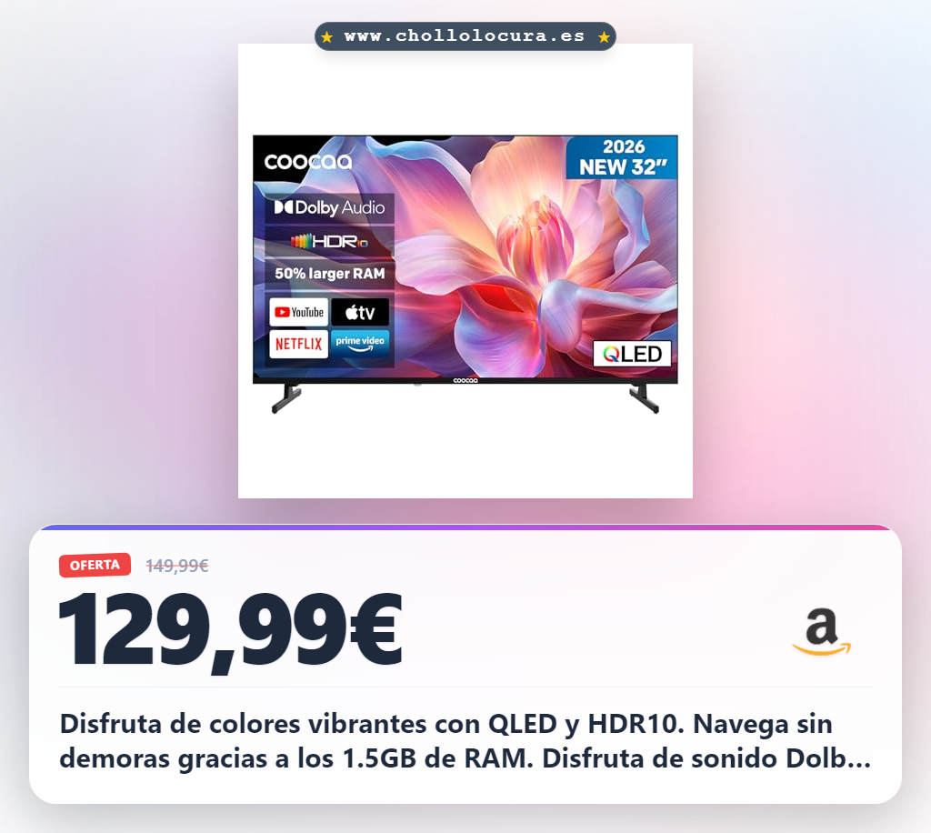 Consigue el Smart TV QLED 32 Pulgadas con Netflix y Dolby Audio en oferta histórica
