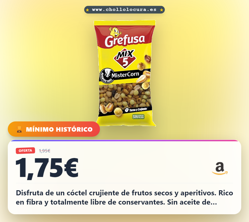 Aprovecha el cóctel de frutos secos sin conservantes y fibra con textura crujiente al mejor precio