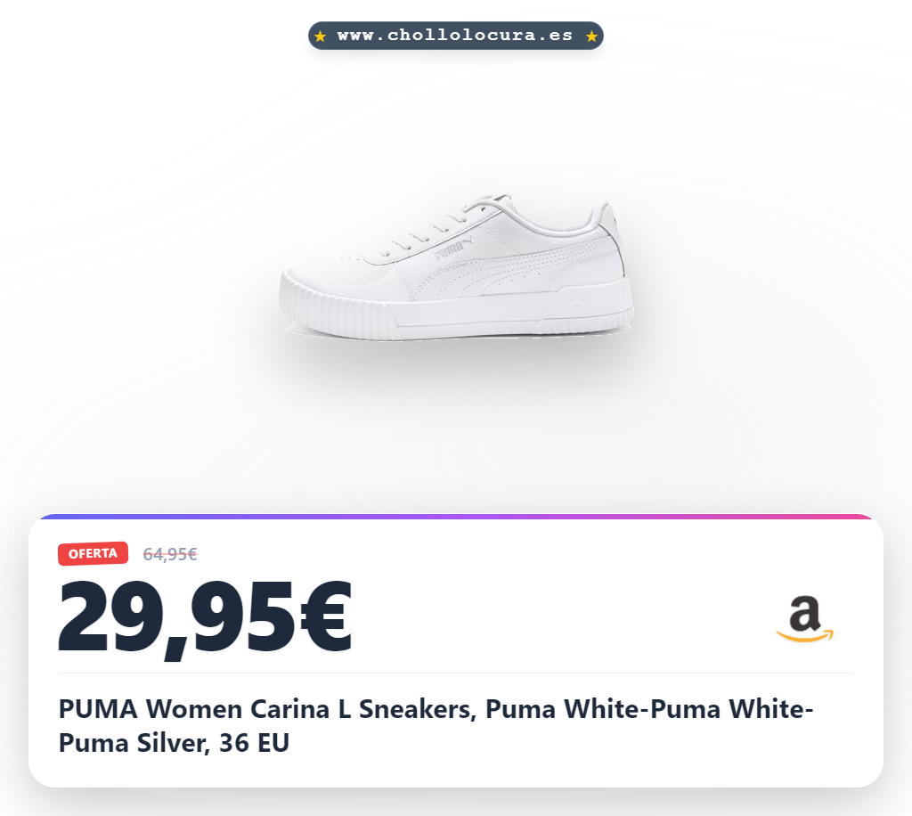PUMA Women Carina L Sneakers, Puma White-Puma White-Puma Silver, 36 EU