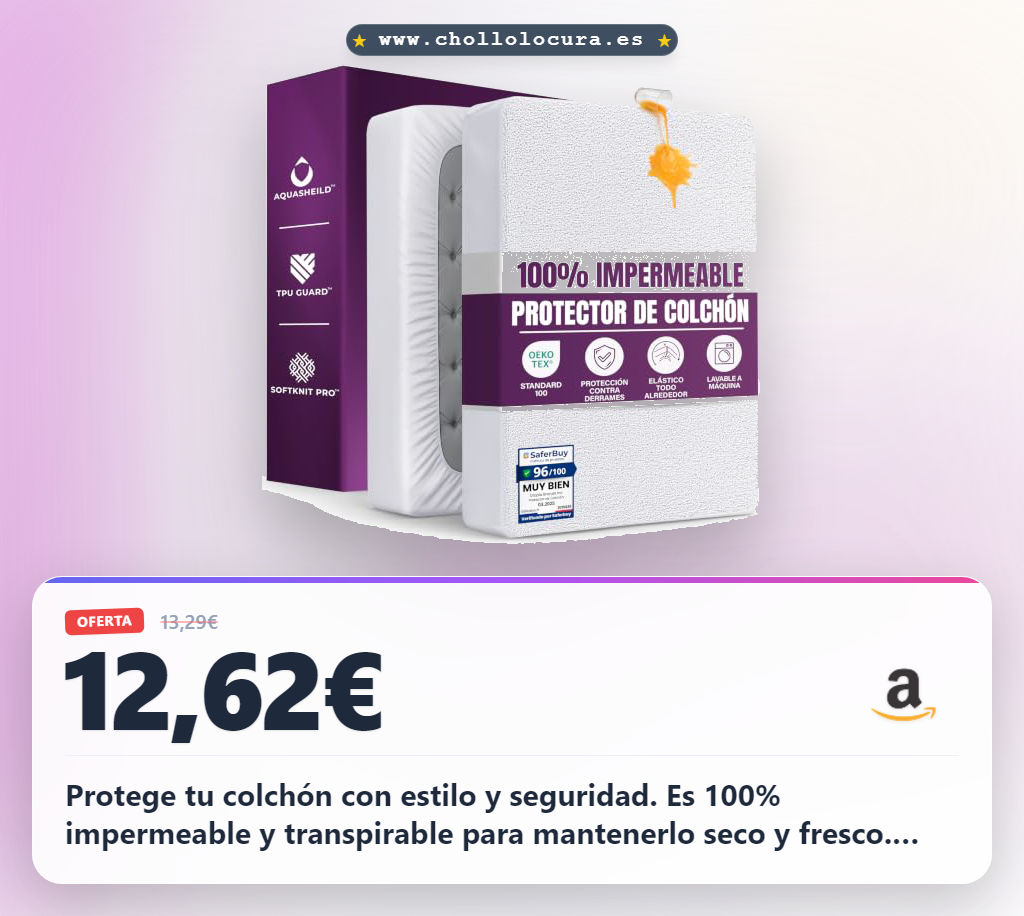 Aprovecha el protector de colchón impermeable Oeko-Tex con funda transpirable y elástico para tu descanso