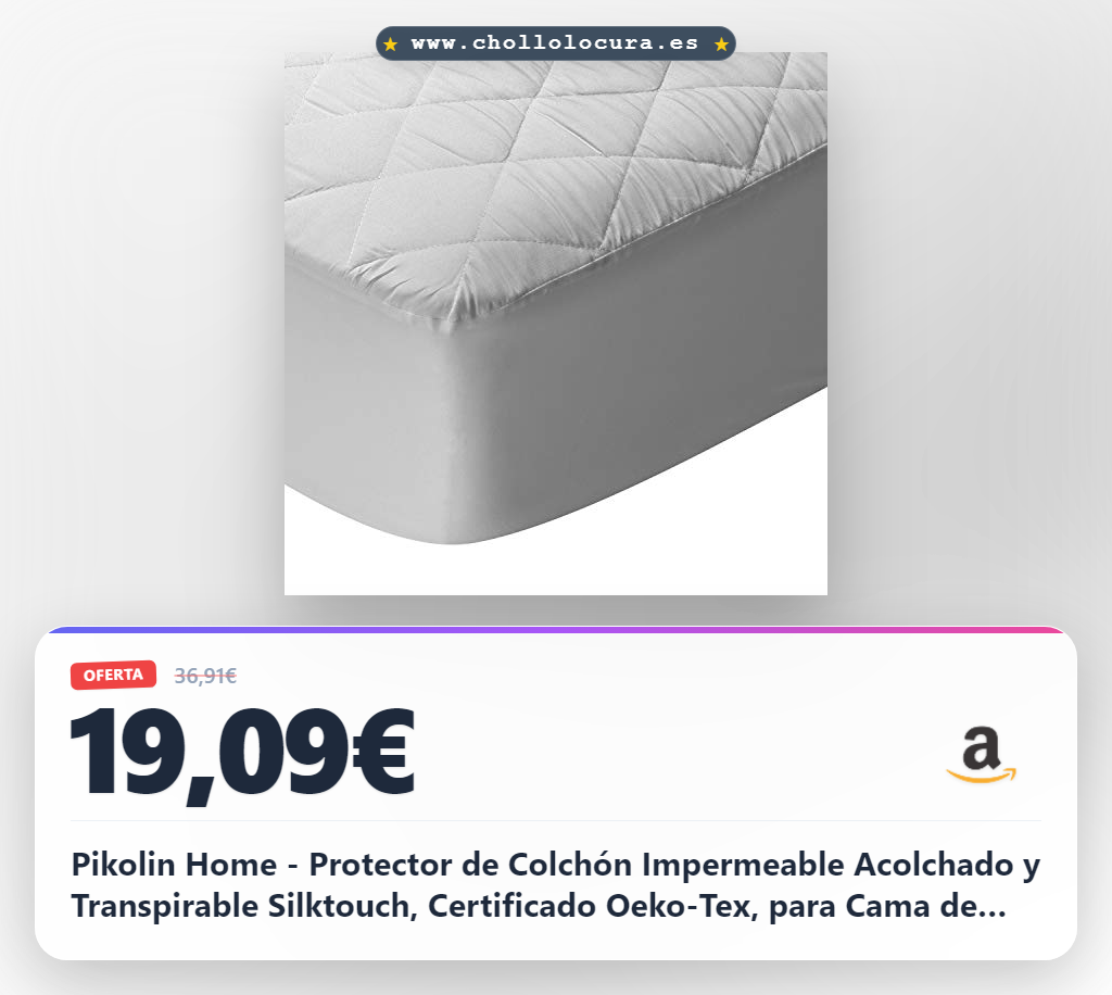 Pikolin Home - Protector de Colchón Impermeable Acolchado y Transpirable Silktouch, Certificado Oeko-Tex, para Cama de 150, hasta 32 cm de Altura - Cubrecolchón 150 x 190/200 cm