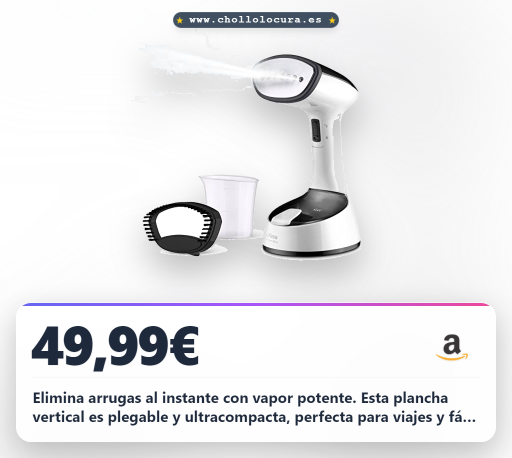 Aprovecha la plancha vertical de vapor plegable 1470W para eliminar arrugas y olores al mejor precio