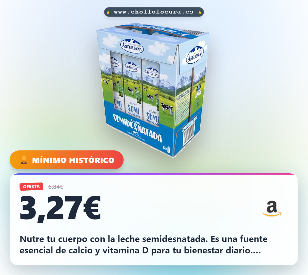 Aprovecha esta leche semidesnatada Pack 6x1L rica en calcio y vitamina D al mejor precio de oferta