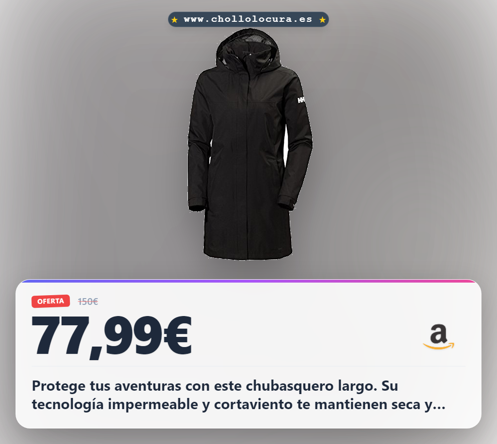 Aprovecha este abrigo largo Helly Hansen negro XL impermeable y cortaviento al mejor precio