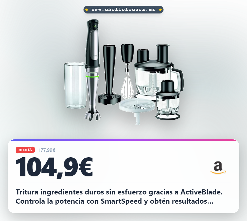 Llévate la batidora Braun Multi Quick con ActiveBlade y SplashControl a precio de chollo.