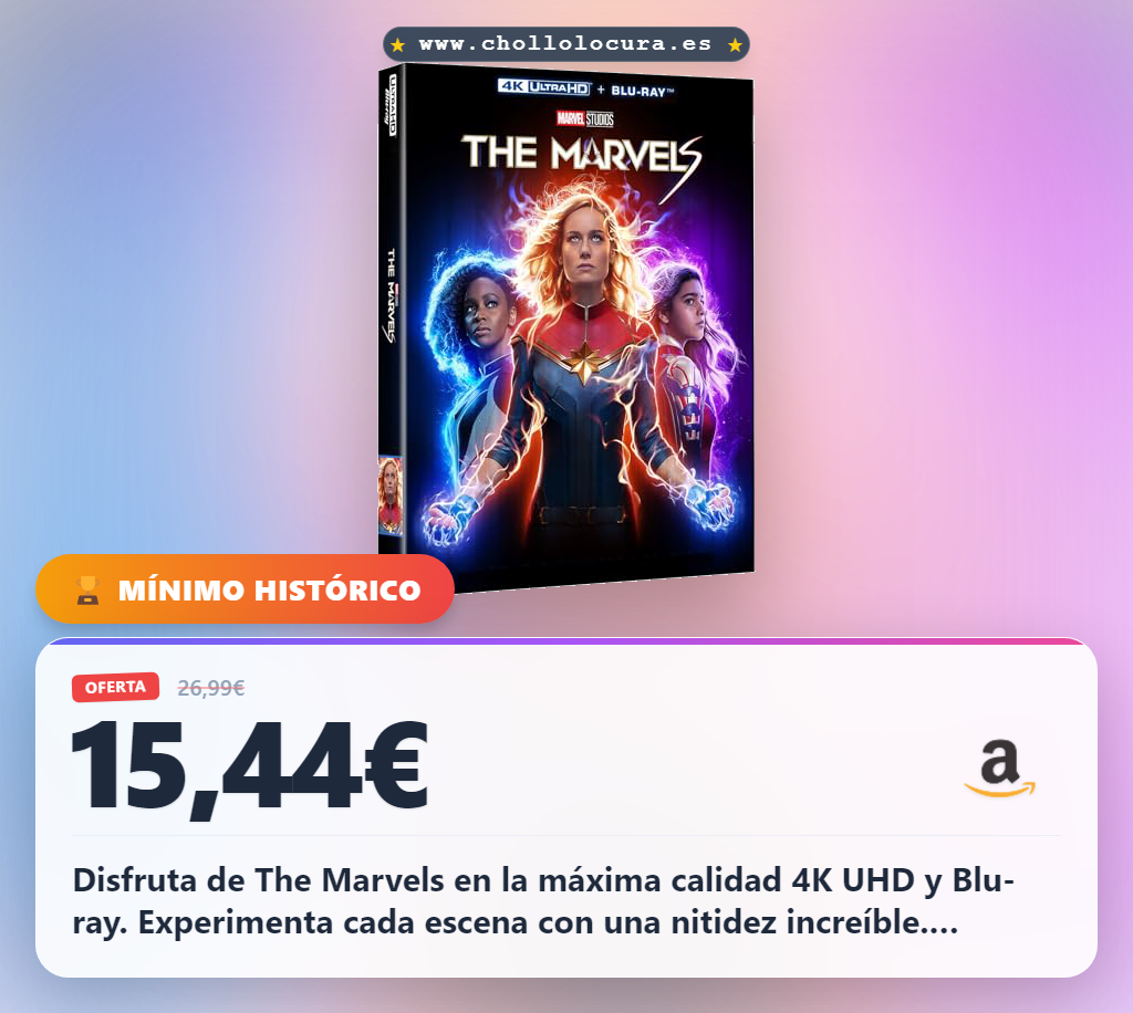 Disfruta The Marvels en 4K UHD y Blu-ray en oferta histórica al mejor precio de chollo