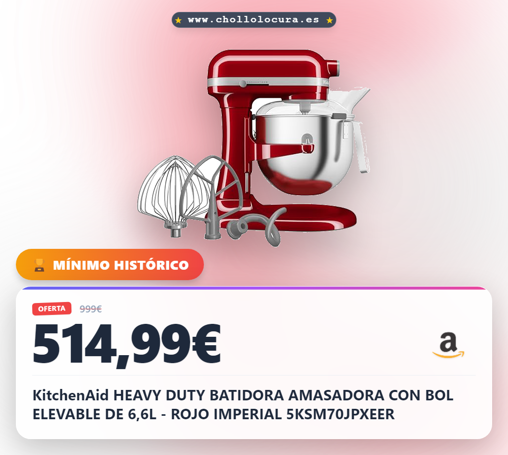 KitchenAid HEAVY DUTY BATIDORA AMASADORA CON BOL ELEVABLE DE 6,6L - ROJO IMPERIAL 5KSM70JPXEER