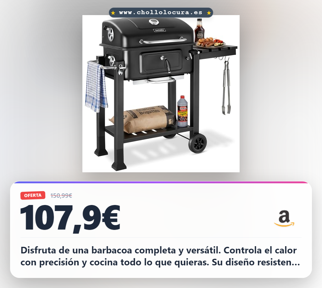 Aprovecha esta barbacoa de carbon con tapa para asar carne al mejor precio en oferta histórica