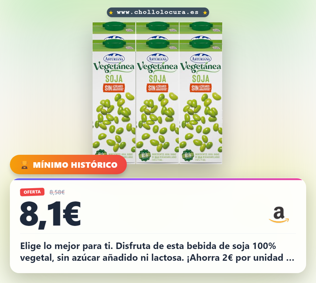 Aprovecha el pack de 6 briks de bebida de soja vegetal sin azúcar añadido y sin lactosa al mejor precio