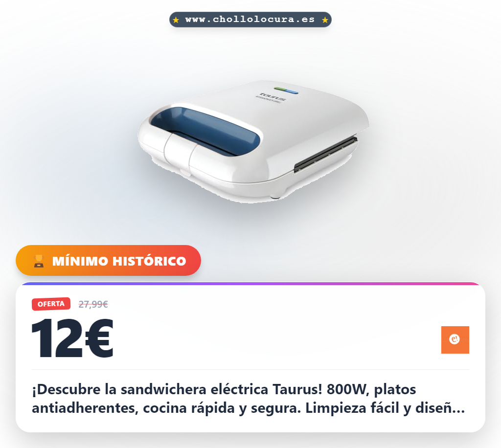 ¡Sandwichera eléctrica 800W: sándwiches perfectos y rápidos en segundos!