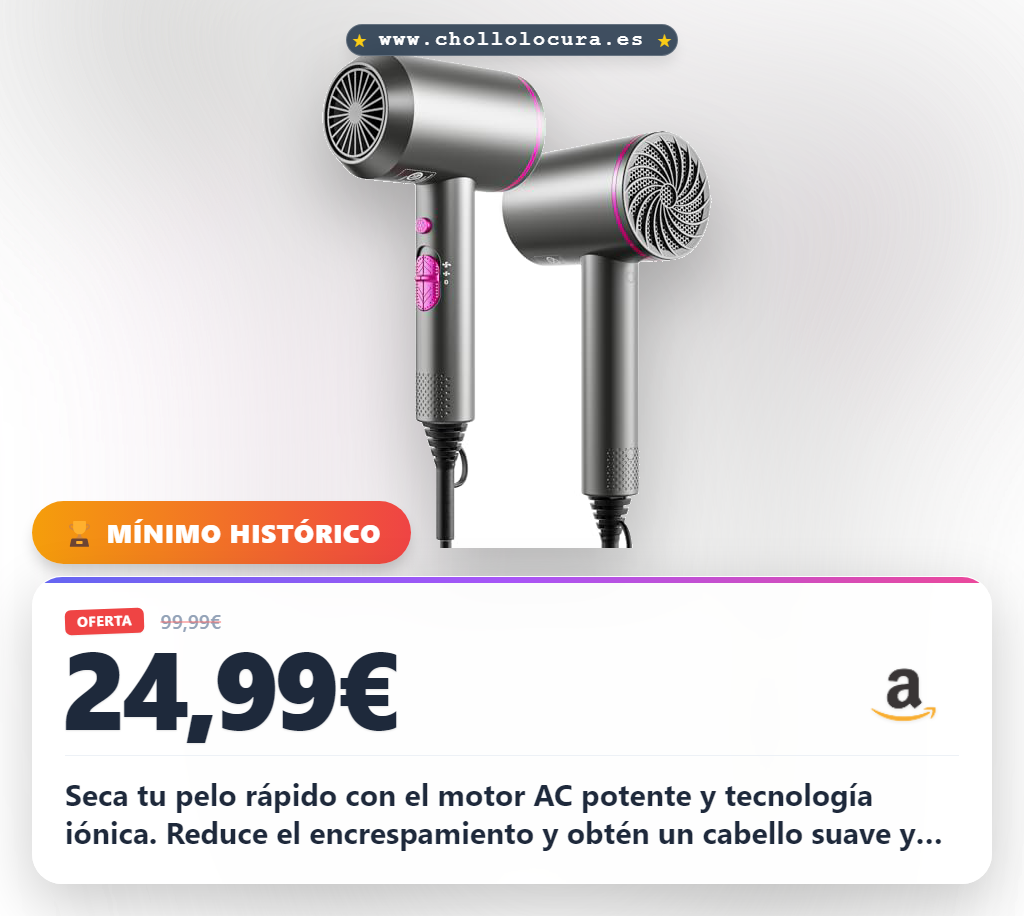Consigue el secador de pelo iónico potente con 3 modos y aire frío al mejor precio para hombre y mujer