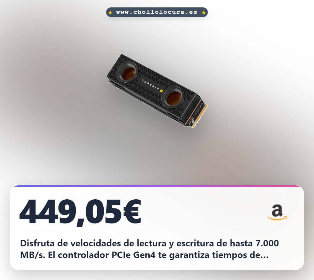 Disfruta de velocidades de lectura y escritura de hasta 7.000 MB/s. El controlador PCIe Gen4 te garantiza tiempos de respuesta ultrarrápidos para tus juegos y edición. Su sistema de refrigeración líquida maximiza el rendimiento. Almacena tus datos con la durabilidad de 3.600 TB.