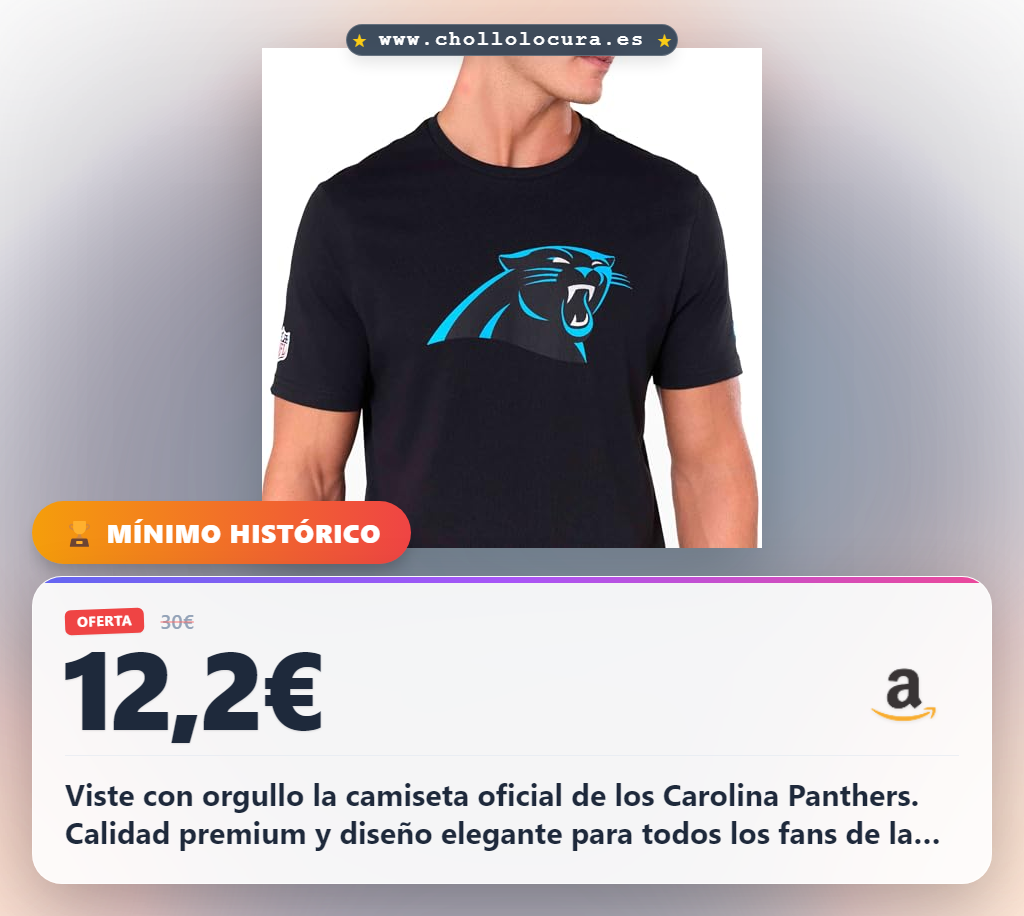 Consigue la camiseta New Era Carolina Panthers NFL con el logo oficial en oferta
