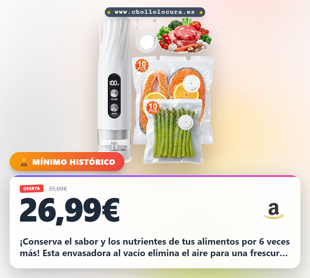 Aprovecha la envasadora al vacío Babacom inalámbrica de mano con 20 bolsas para congelador y cocina a precio de chollo