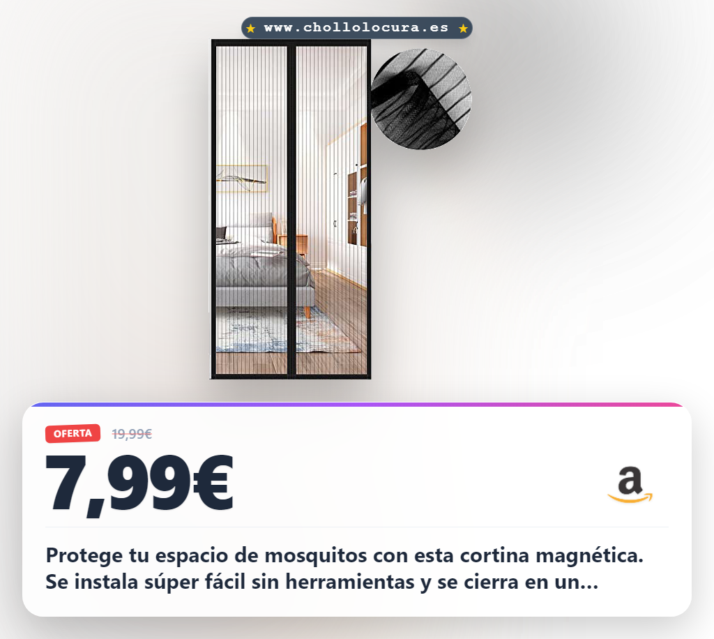 Aprovecha cortina mosquitera magnética 80x205 cm. Material de gasa negra, fácil de instalar y protección total.