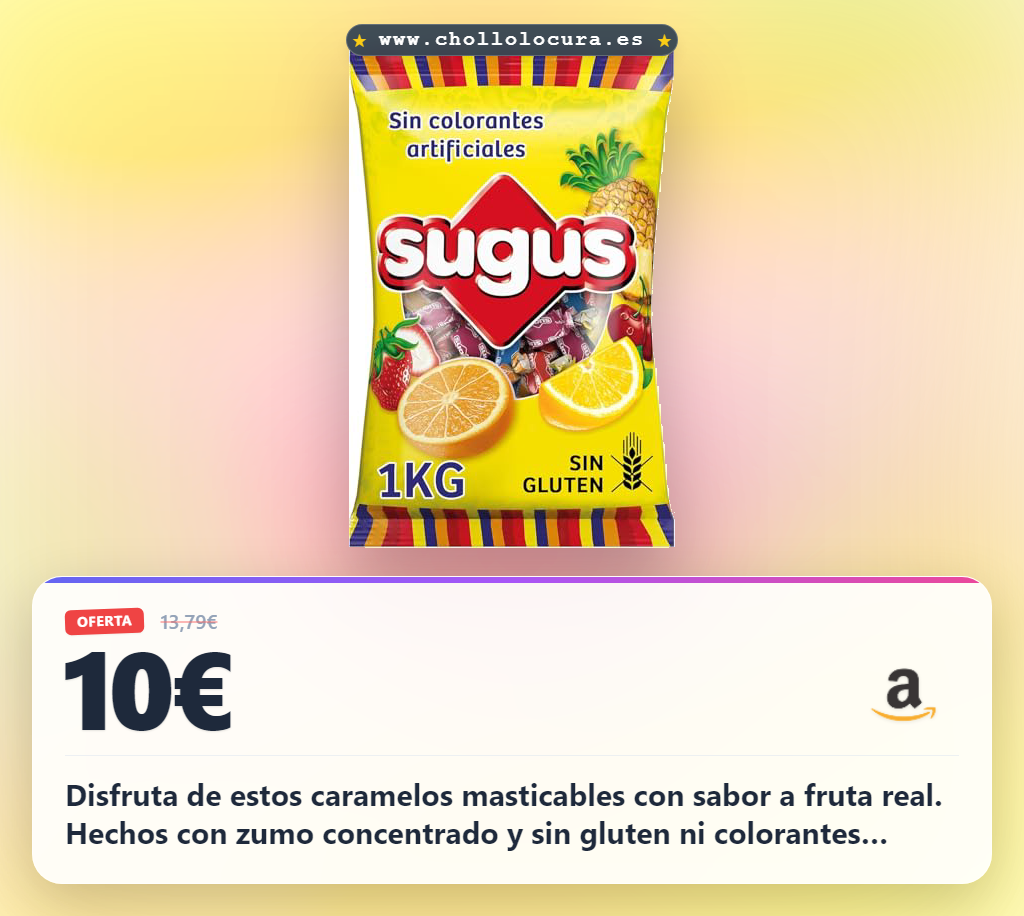 Aprovecha los caramelos masticables de zumo de frutas sin gluten y colorantes artificiales en oferta