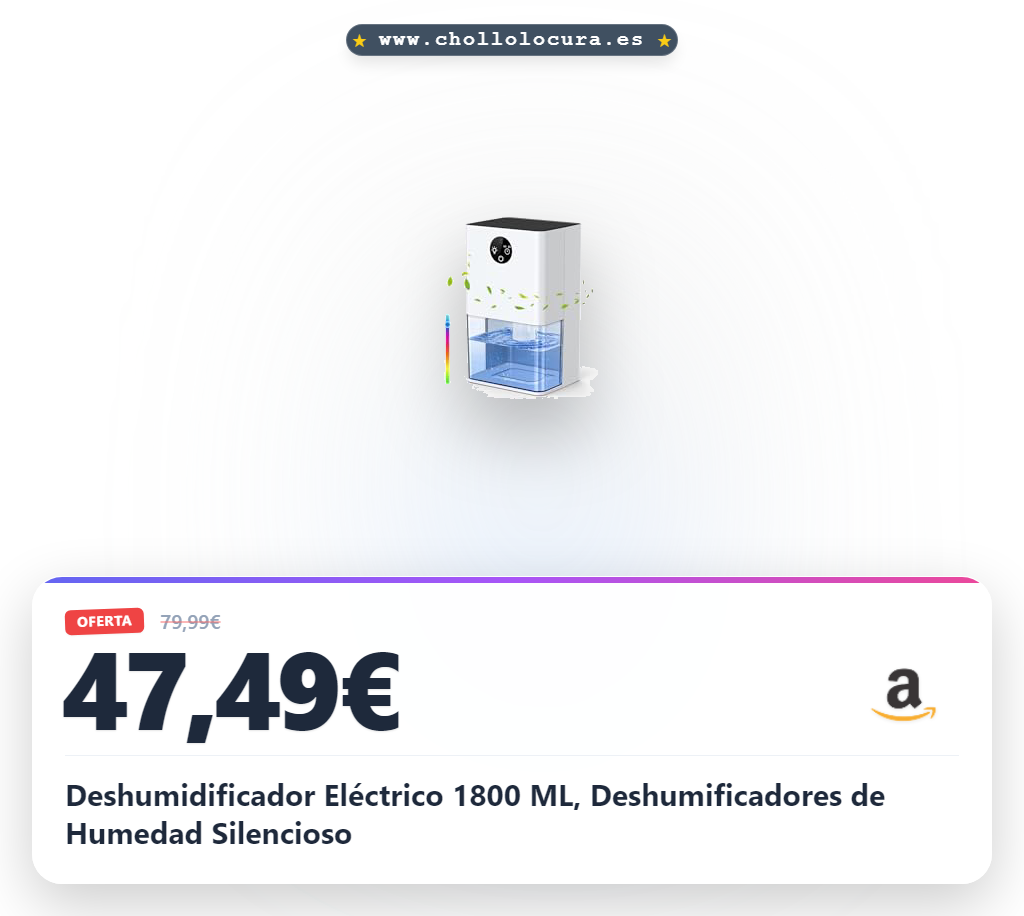Deshumidificador Eléctrico 1800 ML, Deshumificadores de Humedad Silencioso