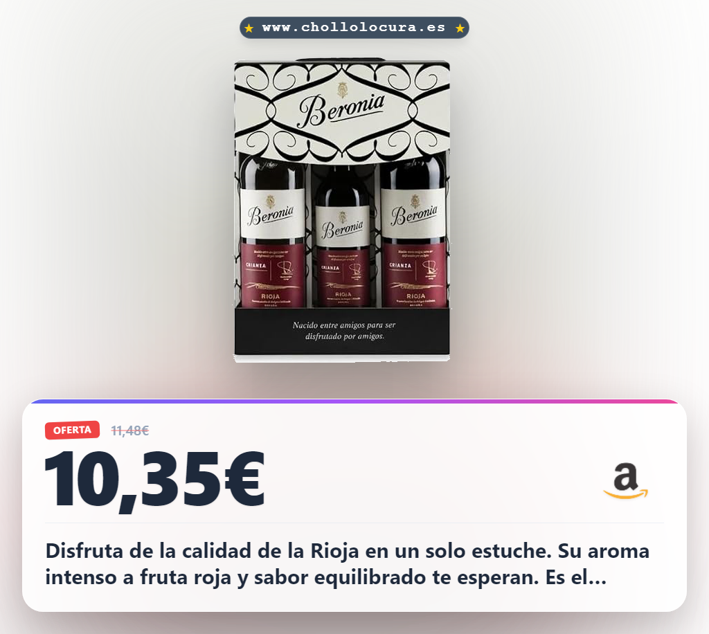 Aprovecha este estuche de vino Rioja Beronia con dos botellas a precio de chollo y gran calidad