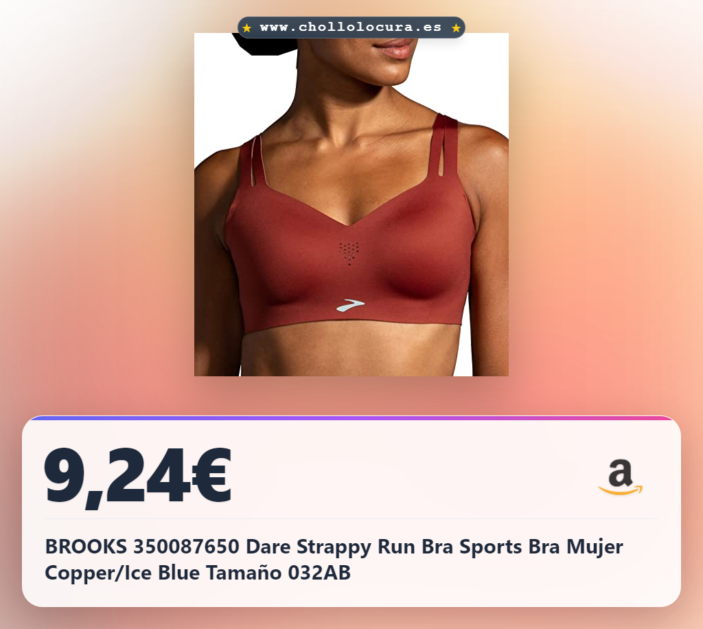 BROOKS 350087650 Dare Strappy Run Bra Sports Bra Mujer Copper/Ice Blue Tamaño 032AB