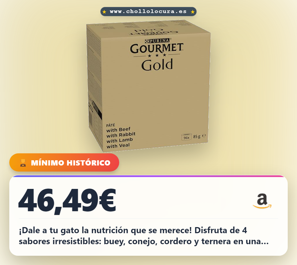 Aprovecha la comida húmeda Gourmet Gold para gatos. Al mejor precio, alimento completo y equilibrado con sabores variados