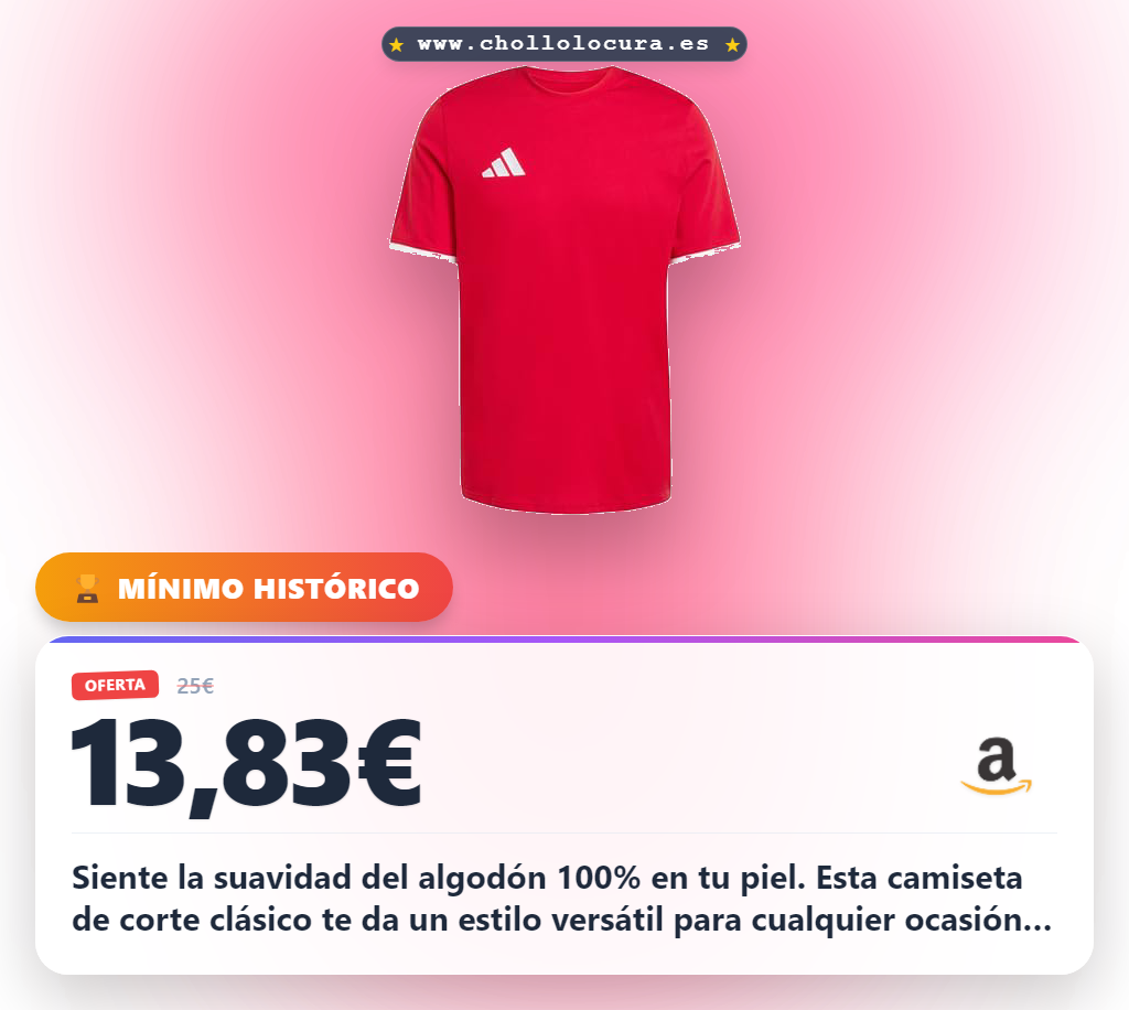 Aprovecha la camiseta adidas Uomo Entrada26 Team Power Red/Blanco con tejido de punto y corte clásico al mejor precio