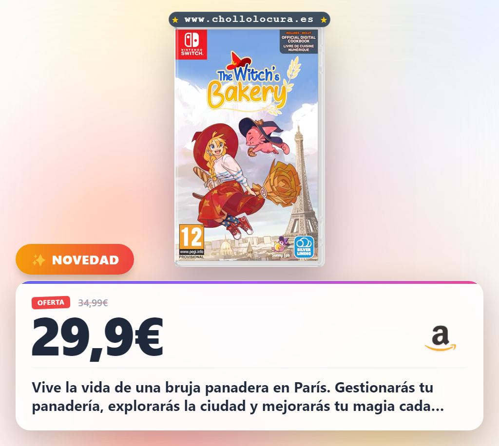 Ahorra The Witch's Bakery para Nintendo Switch: Panadería en París con Libro de Cocina digital al mejor precio.