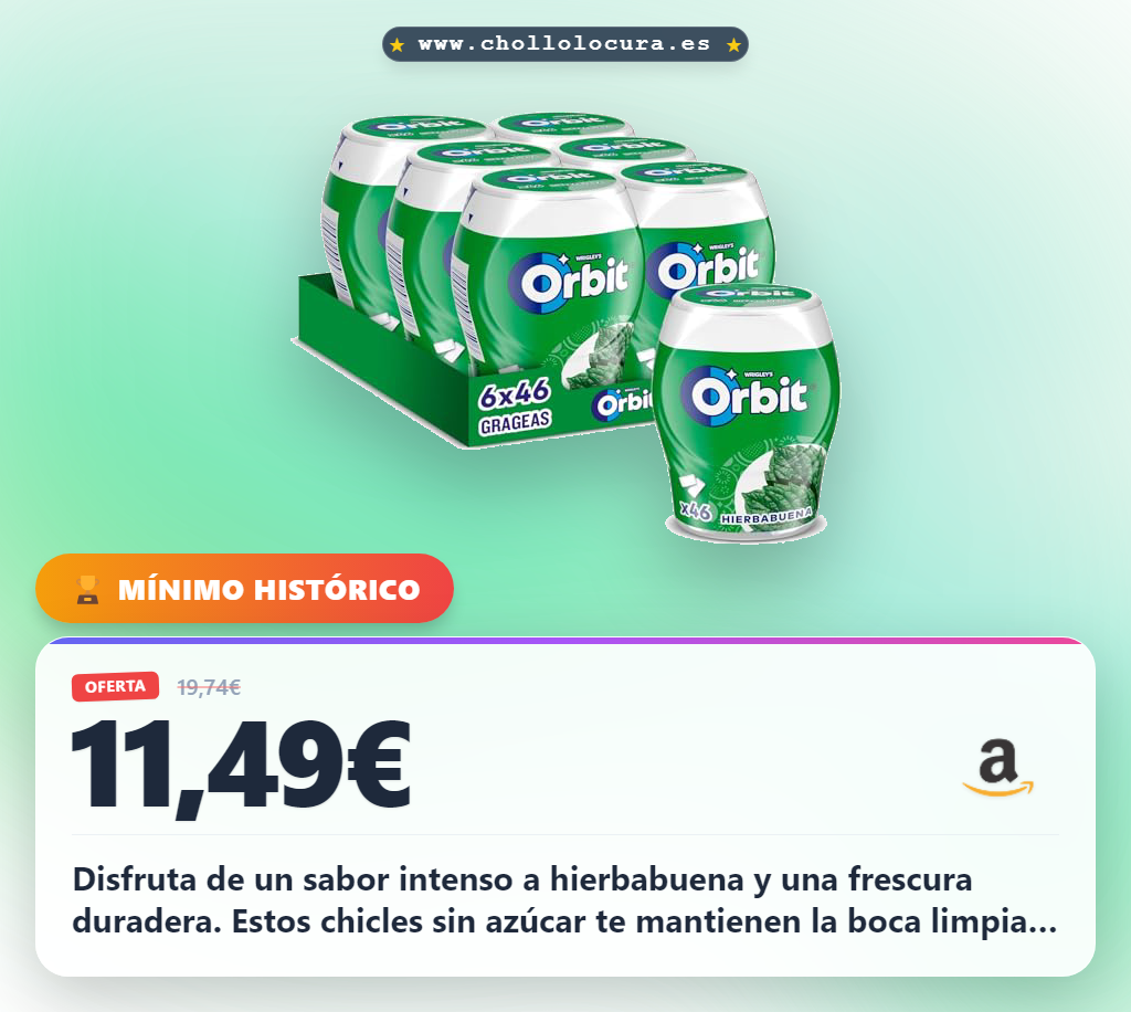 Aprovecha los chicles Orbit sabor hierbabuena sin azúcar en formato gragea para una frescura duradera