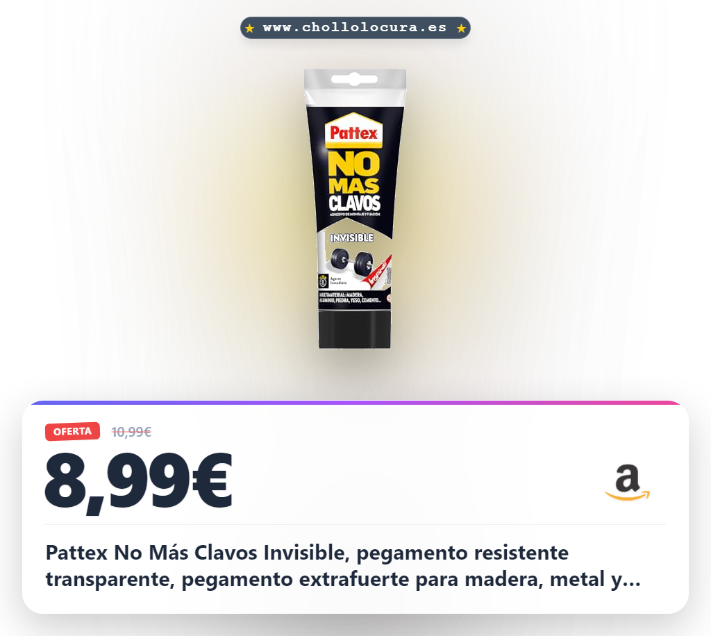 Pattex No Más Clavos Invisible, pegamento resistente transparente, pegamento extrafuerte para madera, metal y más, adhesivo de montaje instantáneo, 1 tubo x 200 g