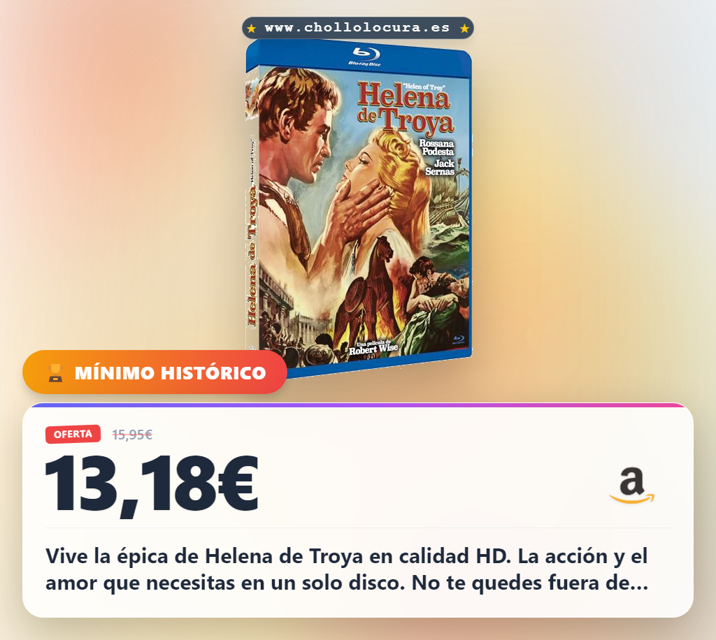 Aprovecha la épica Helena de Troya en BD25. Este clásico de amor y guerra en oferta histórica