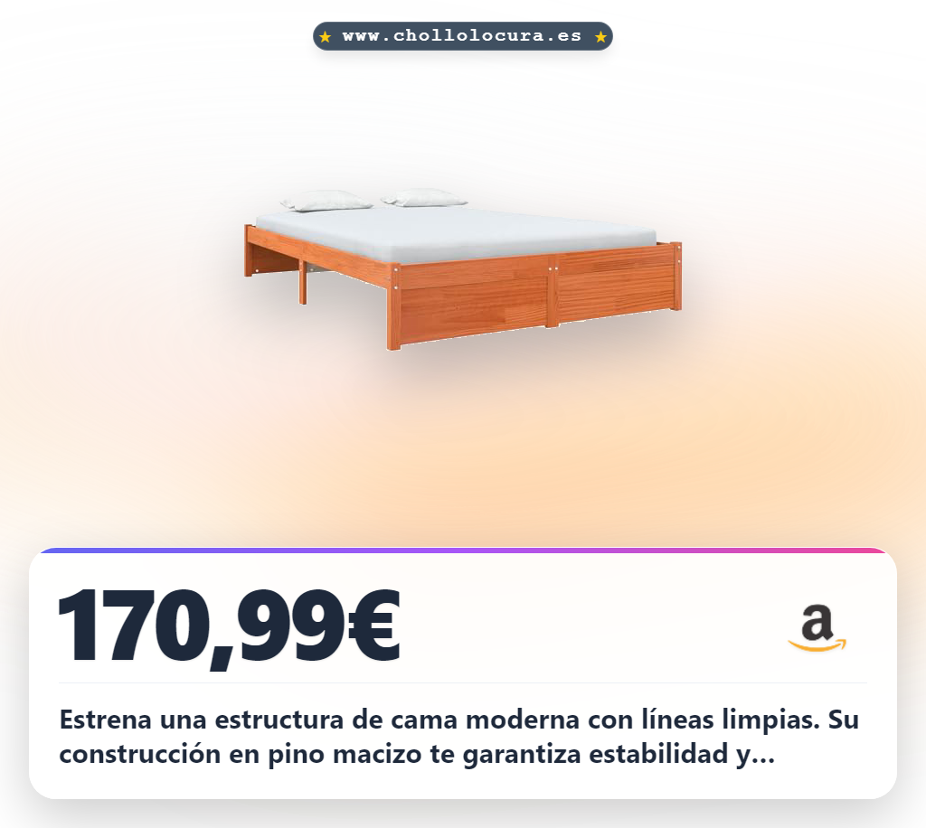 Encuentra la estructura de cama de pino marrón cera 150x200 cm con diseño moderno y máxima estabilidad