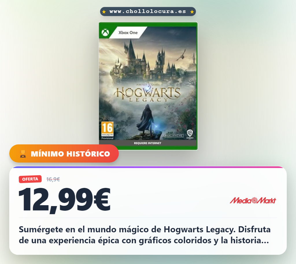 Consigue Hogwarts Legacy para Xbox One de Warner Games en oferta histórica al mejor precio
