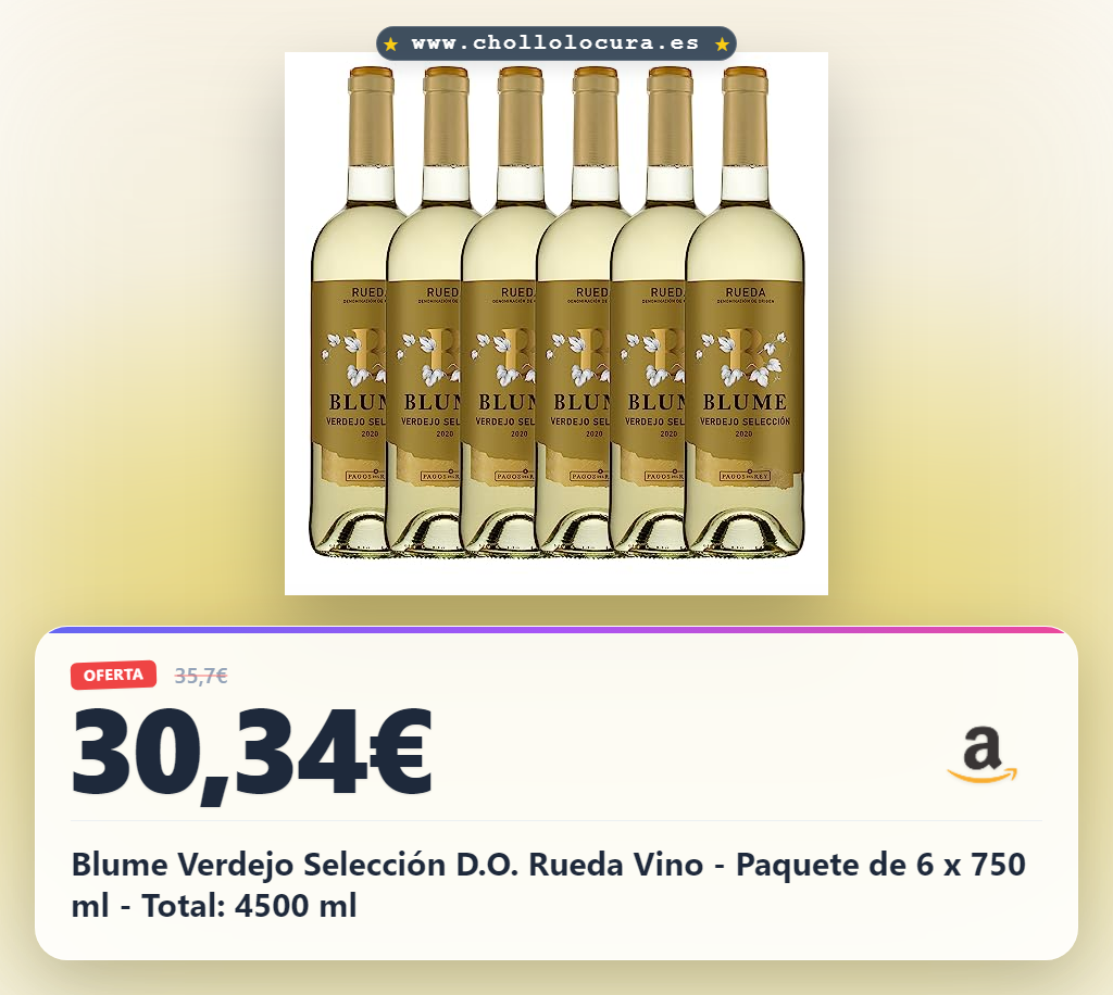 Aprovecha este paquete de 6 vinos Blume Verdejo Selección D.O. Rueda para tus comidas al mejor precio